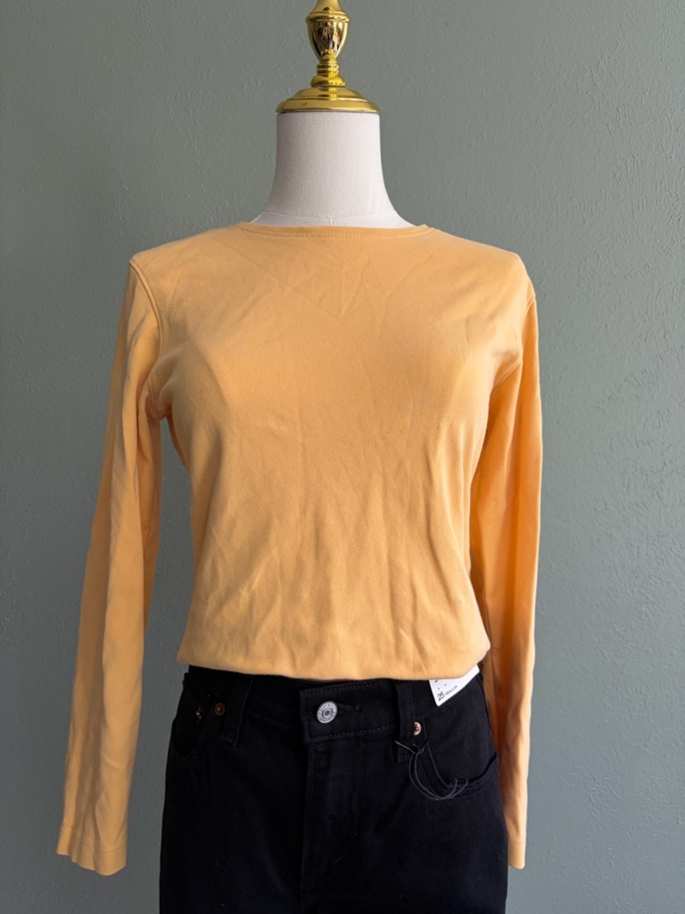 Westbound Long Sleeve Crewneck Top in Peachy Orange